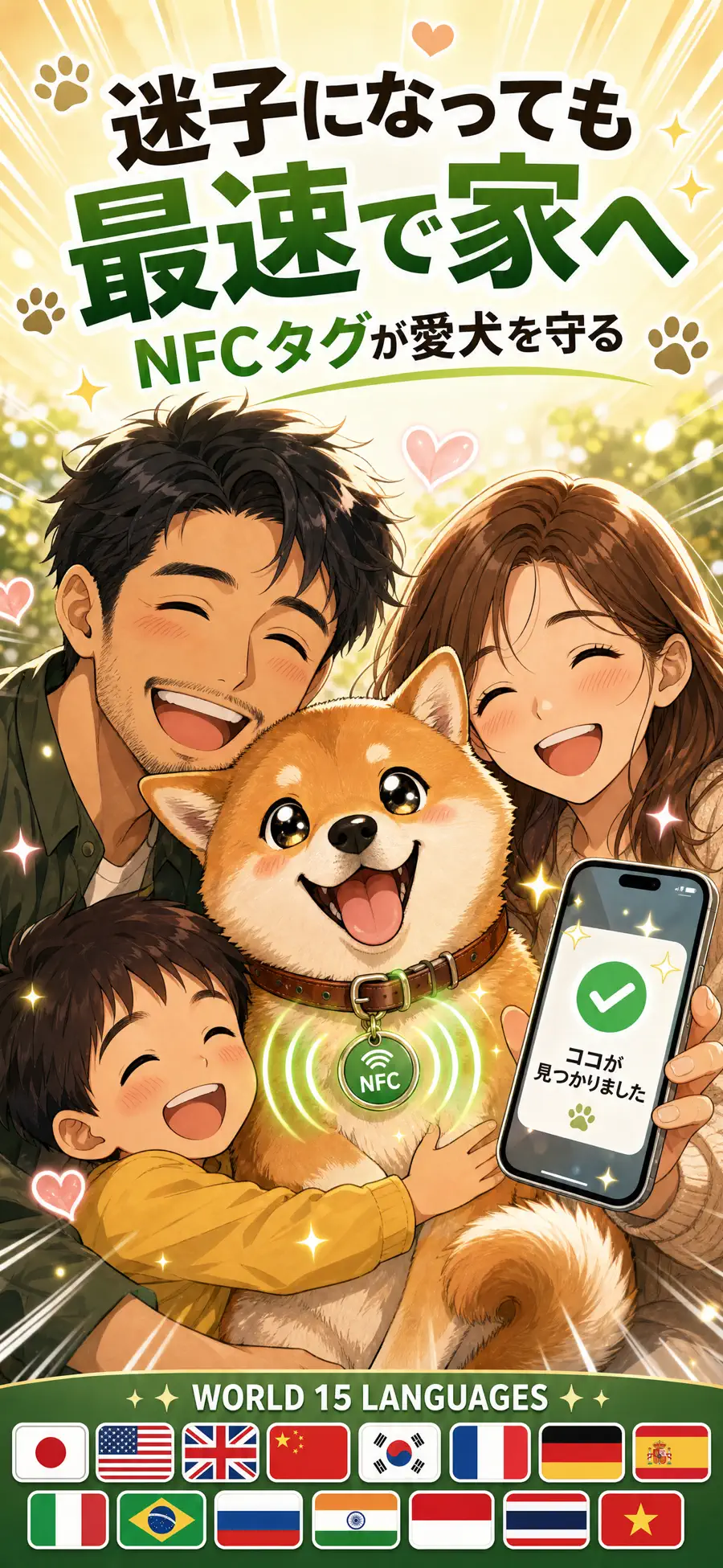 NFCドッグタグ — 迷子犬を最速で家族にの画面 1枚目