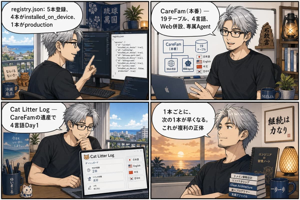 5本のうち、CareFamだけがproduction