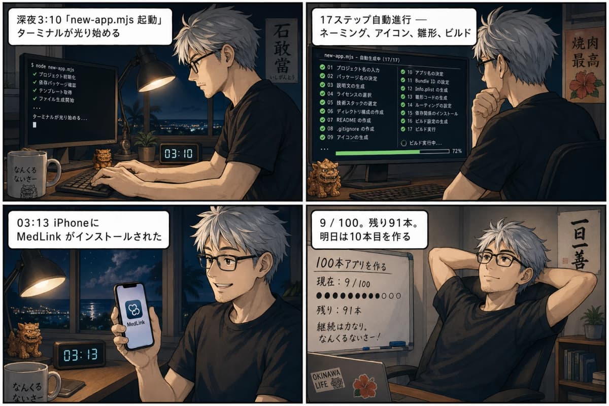 new-app.mjs が初めて自走、9本目が静かに増えた朝