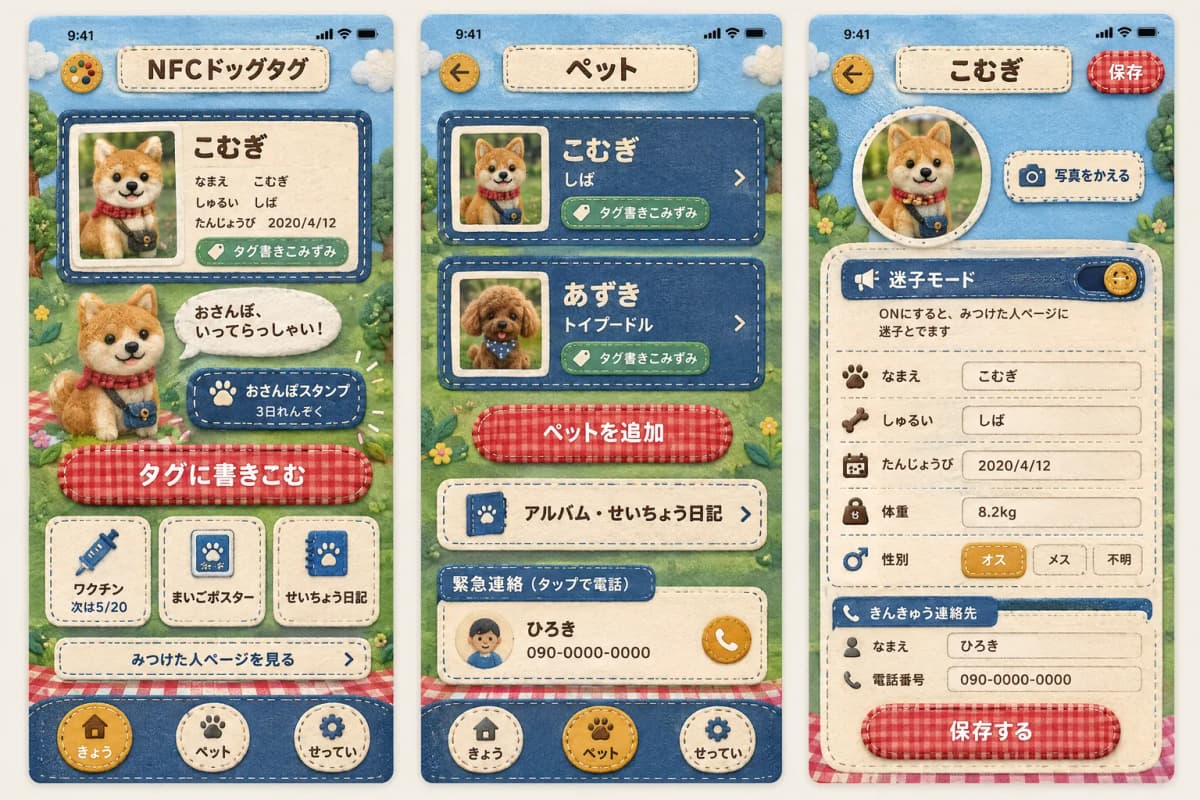 DAY 165 / 100本ノック ― NFCドッグタグを『4つの世界』の着せかえに。画像AIで全48画面の画面案を描いた日