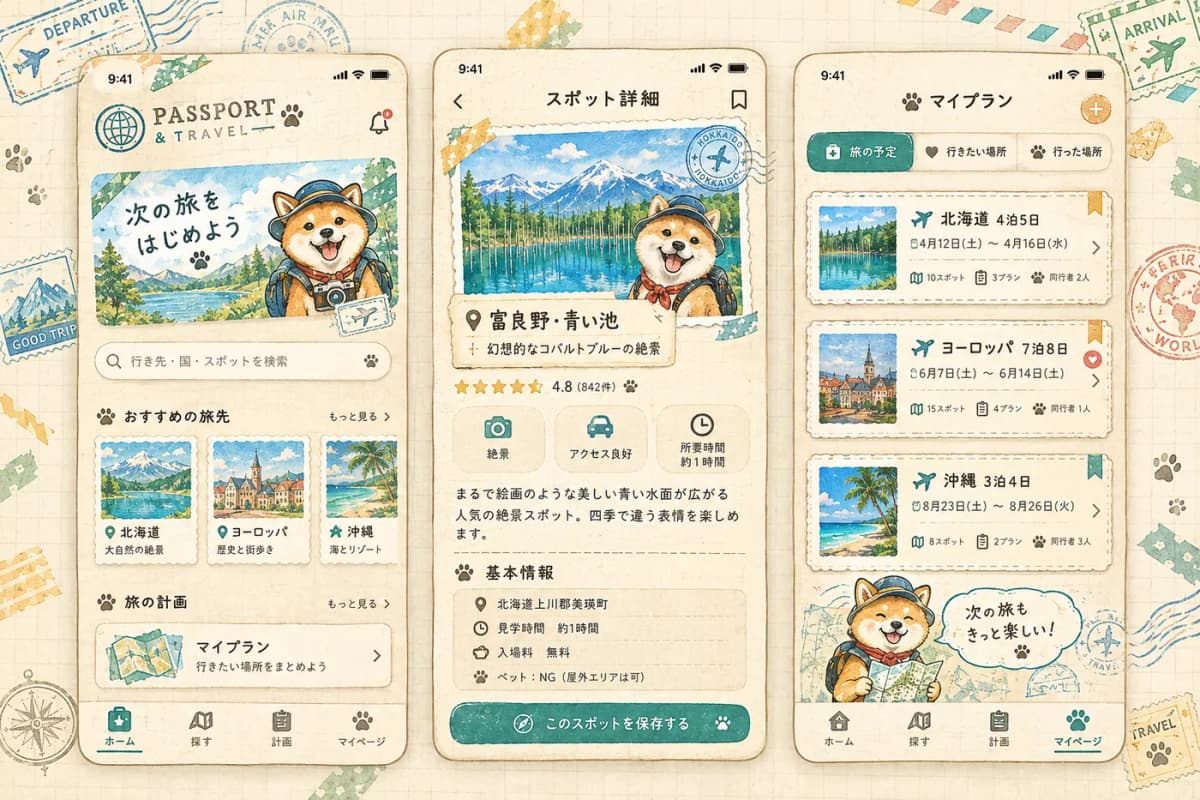 部品の見本帳を頼んだのに、別の旅行アプリの画面を描いてきた(失敗)