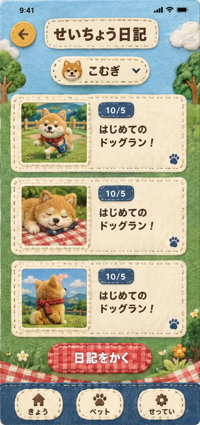 フェルト人形のピクニック:せいちょう日記