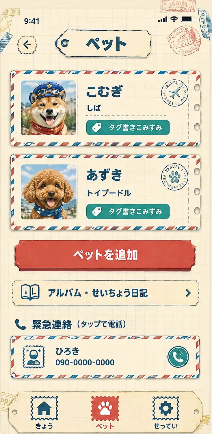 パスポートと旅:ペットの一覧