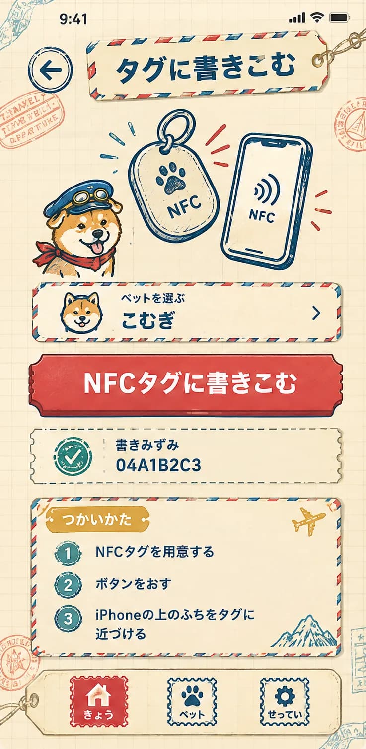 パスポートと旅:タグに書きこむ