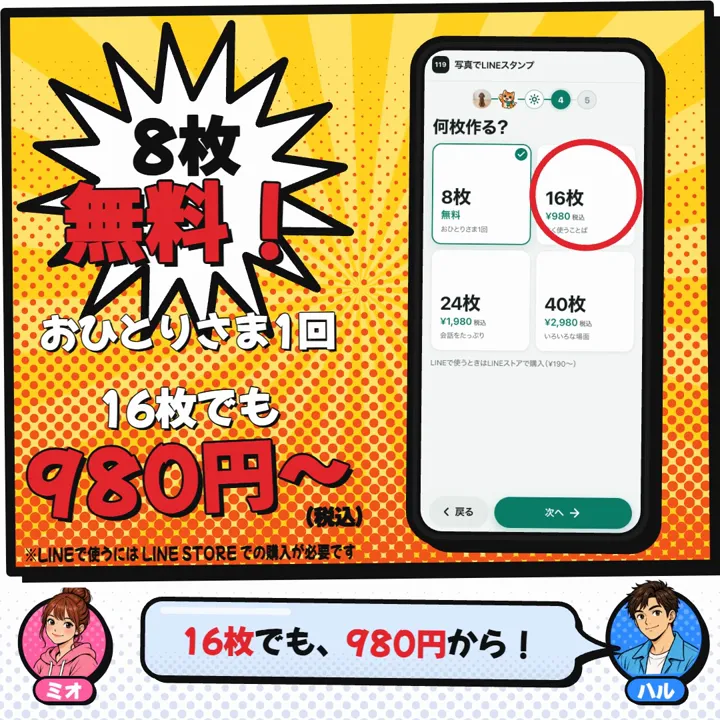 締めはスタンプ119のロゴとQRコードとURL