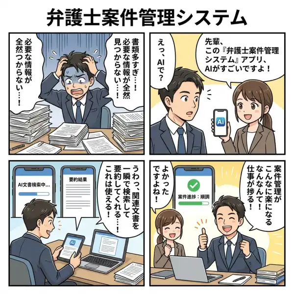 弁護士案件管理システム 2026の4コマ漫画