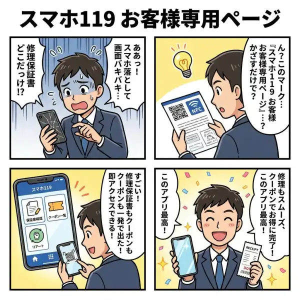 スマホ119 お客様専用ページの4コマ漫画