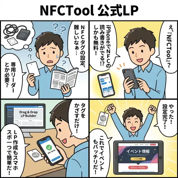 NFCTool 公式LPの4コマ漫画