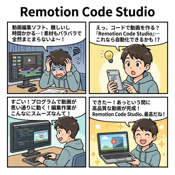 Remotion Code Studioの4コマ漫画