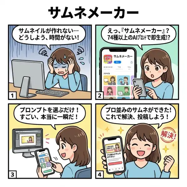 サムネメーカー - AIプロンプト集の4コマ漫画