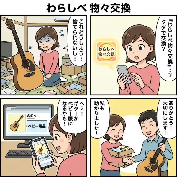 わらしべ - 物々交換プラットフォームの4コマ漫画