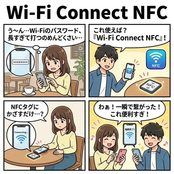 Wi-Fi Connect NFCの4コマ漫画