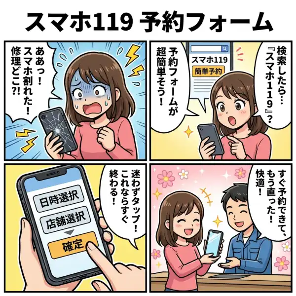 スマホ119 予約フォームの4コマ漫画