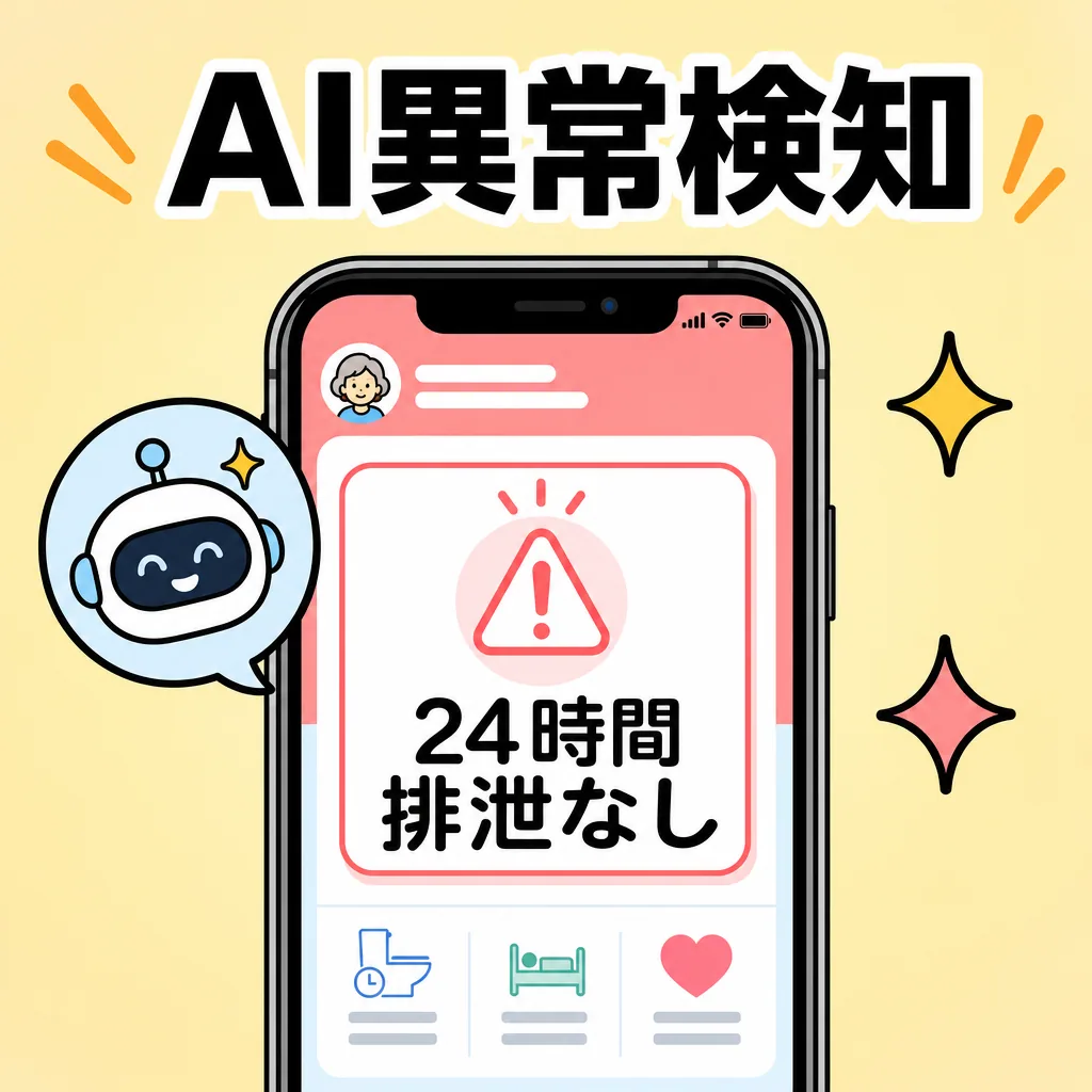 AI異常検知4ルール(無排泄24h/頻度急増/赤黒色/3日下痢)