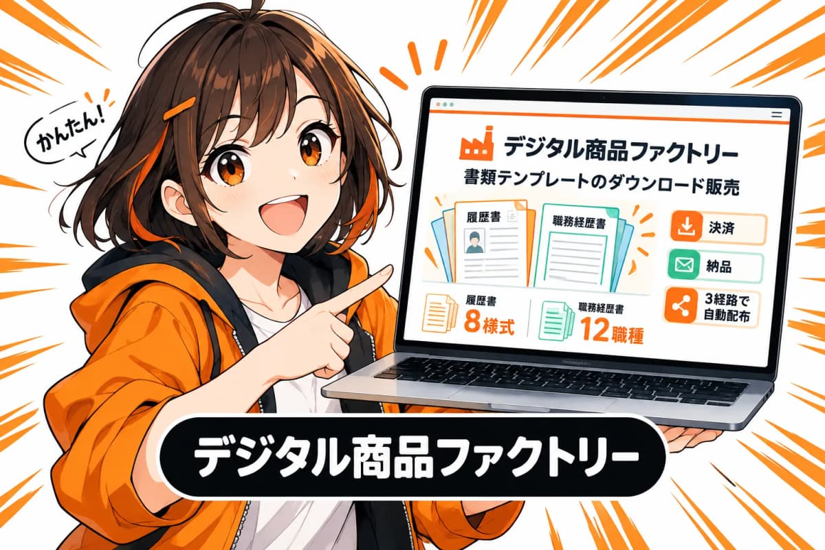 デジタル商品ファクトリー — 書類テンプレートのダウンロード販売のサムネイル