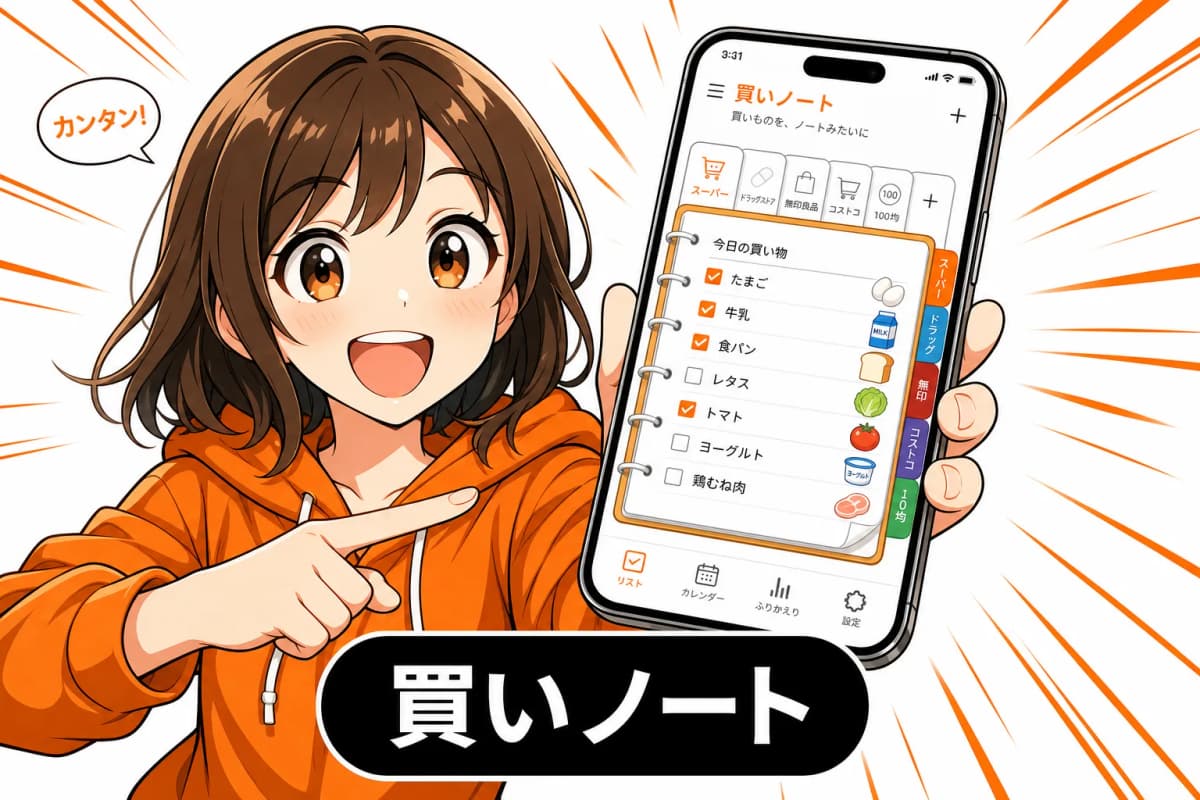 買いノートの画面