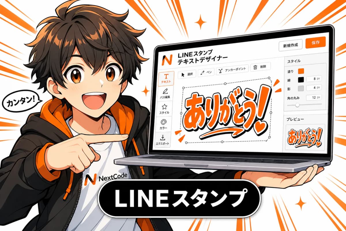 LINEスタンプ テキストデザイナーの画面