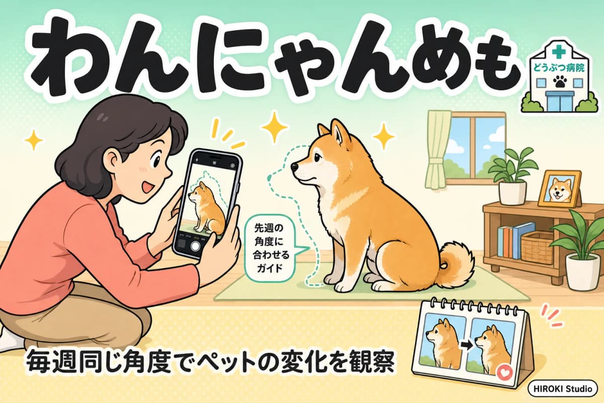 わんにゃんめも(iOSアプリ)の紹介イラスト