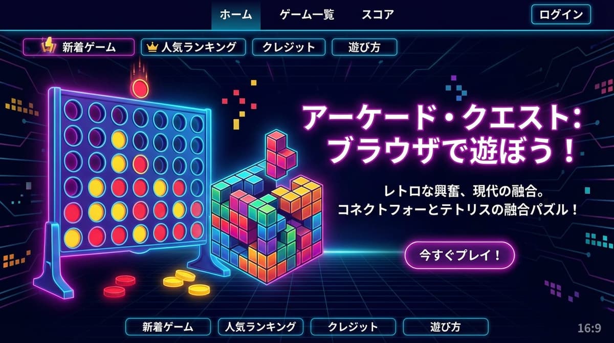 ゲームアーケード(4並べ & 3Dテトリス) の画面 1