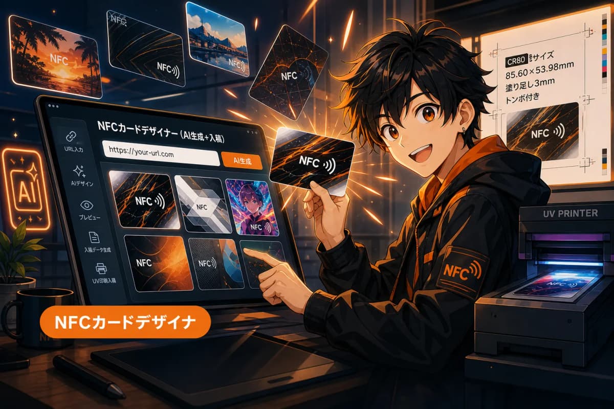NFCカードデザイナー(AI生成+入稿) の画面 1