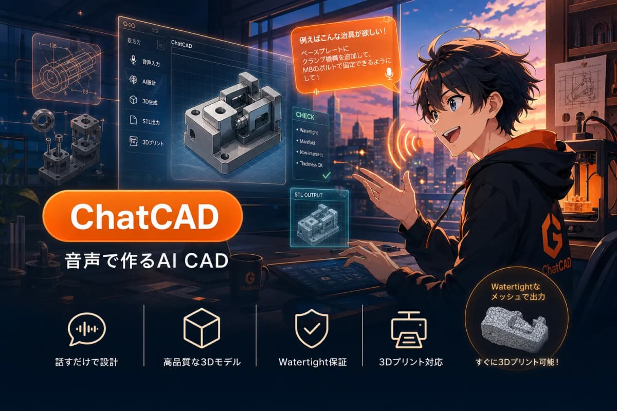 ChatCAD(音声で作るAI CAD) の画面 1
