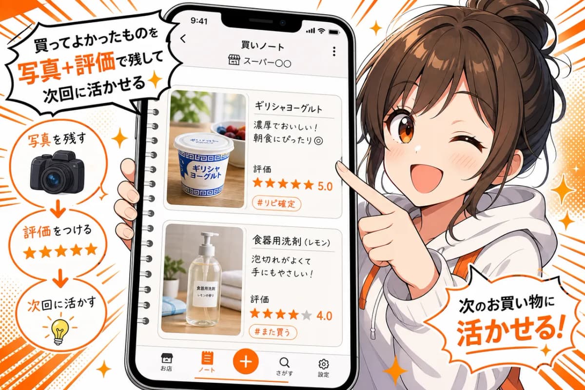 買ってよかったものを写真+評価で残して次回に活かせる