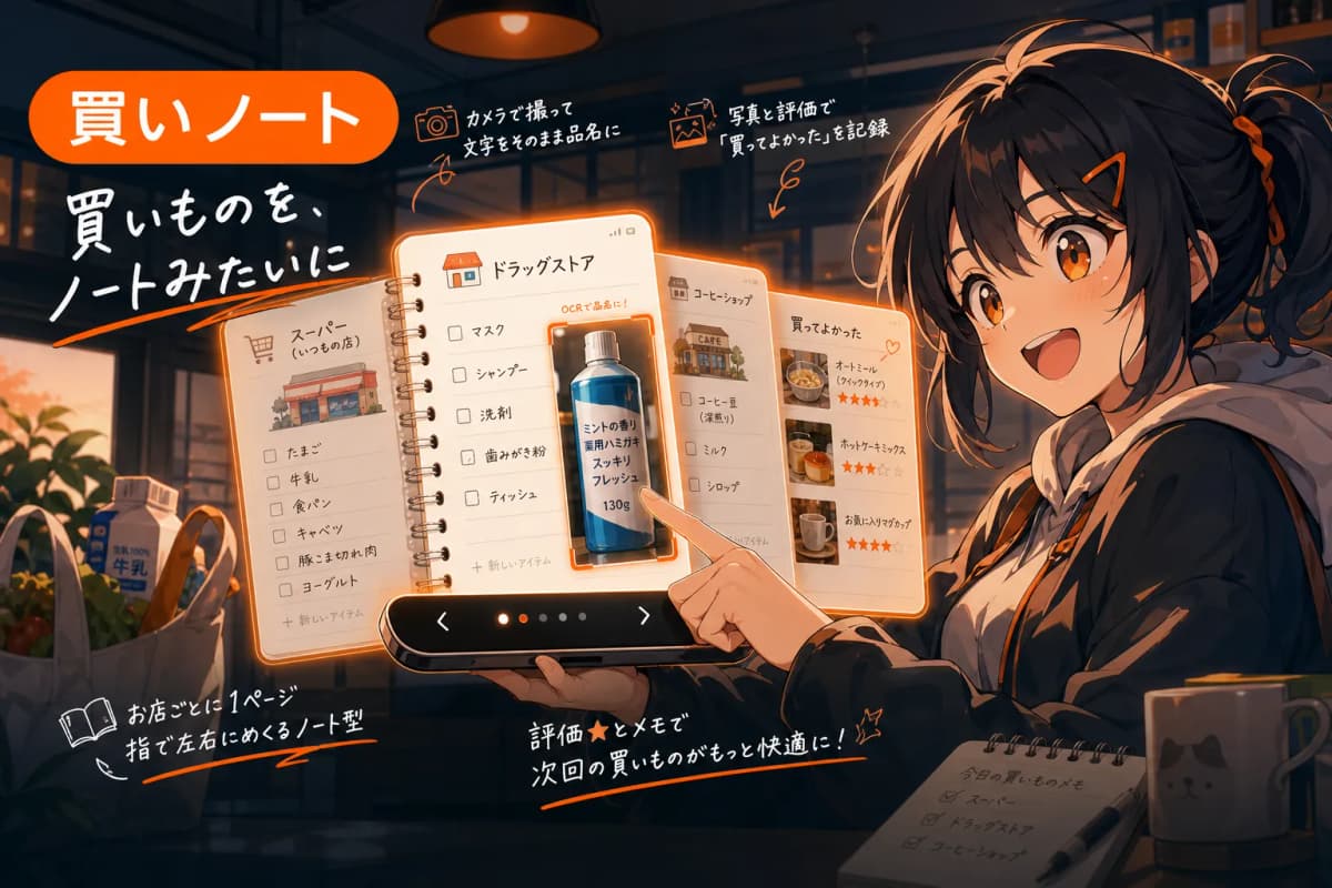 買いノート — 買いものを、ノートみたいに の画面 1