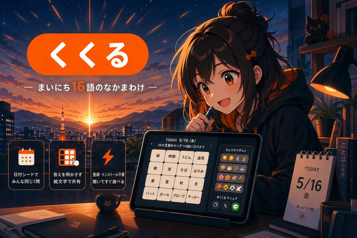 くくる — まいにち16語のなかまわけ の画面 1