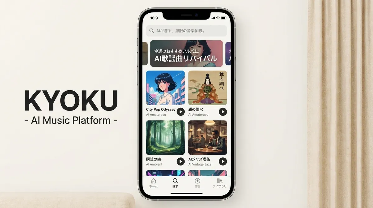 AIが生成する多彩なジャンルの音楽をアルバム形式で楽しめるプラットフォーム