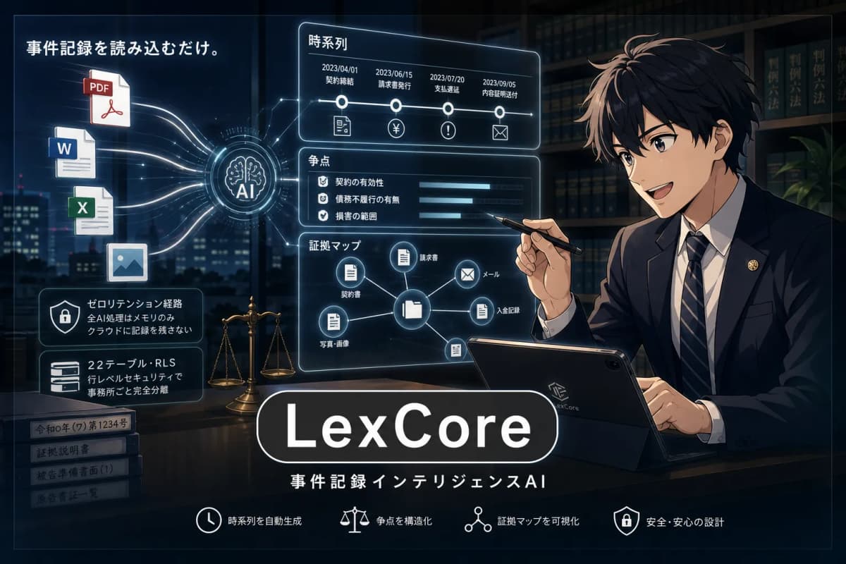 LexCore — 事件記録インテリジェンスAI の画面 1