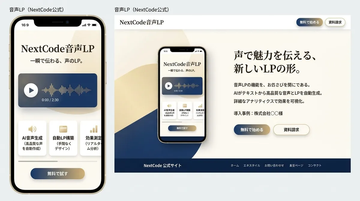 NextCode の価値を短時間で伝えるLP