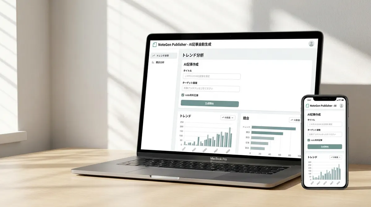note有料記事をAIで自動生成。トレンド分析・競合分析から最適な記事を作成