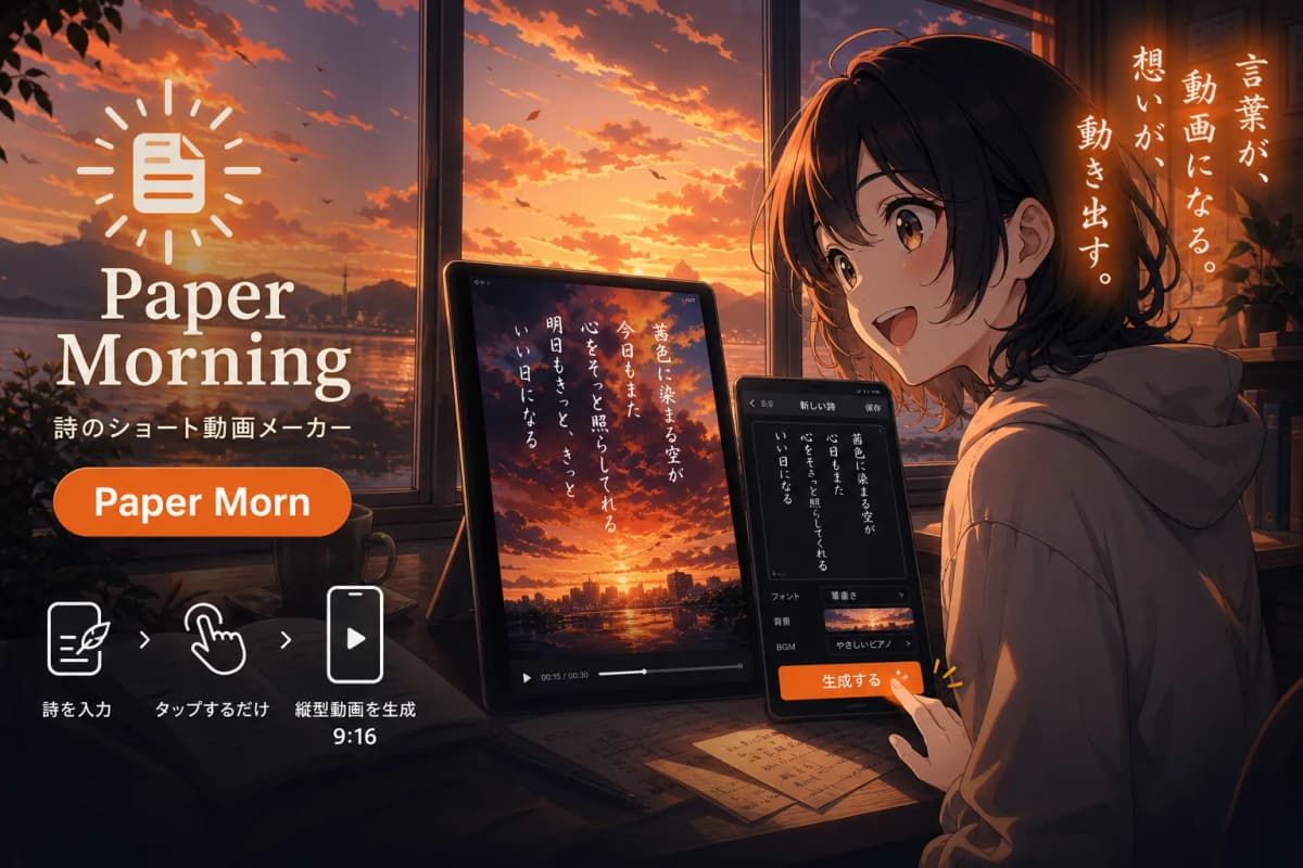 Paper Morning(詩のショート動画メーカー) の画面 1