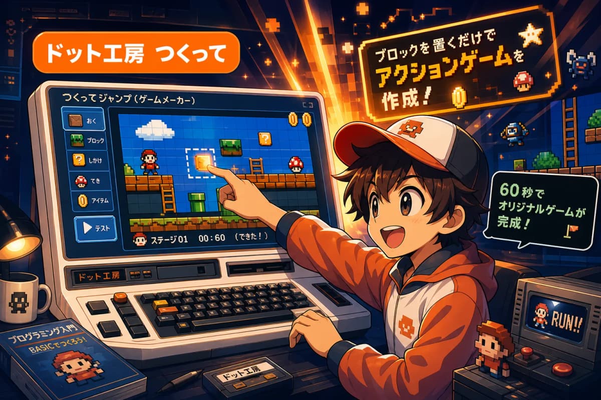 ドット工房 つくってジャンプ(ゲームメーカー) の画面 1
