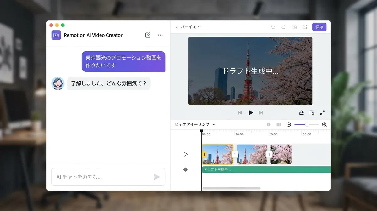 AIとの対話でプロフェッショナルな動画を自動生成するWebアプリ