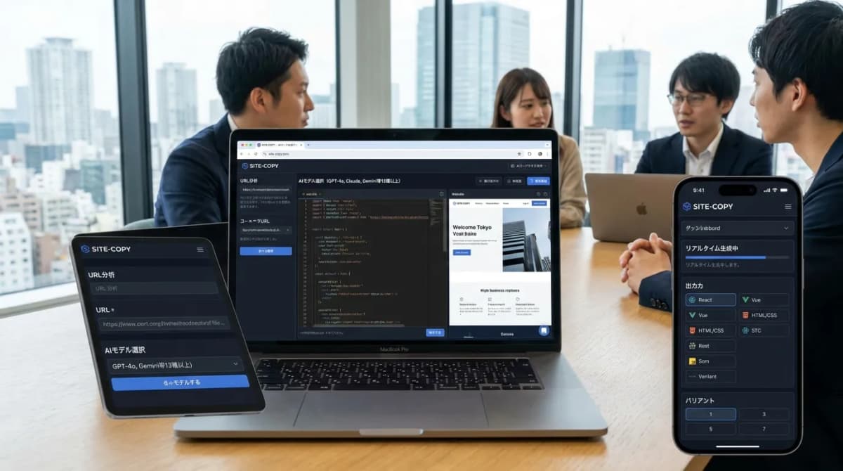 SITE-COPY - AIコード生成プラットフォーム の画面 1