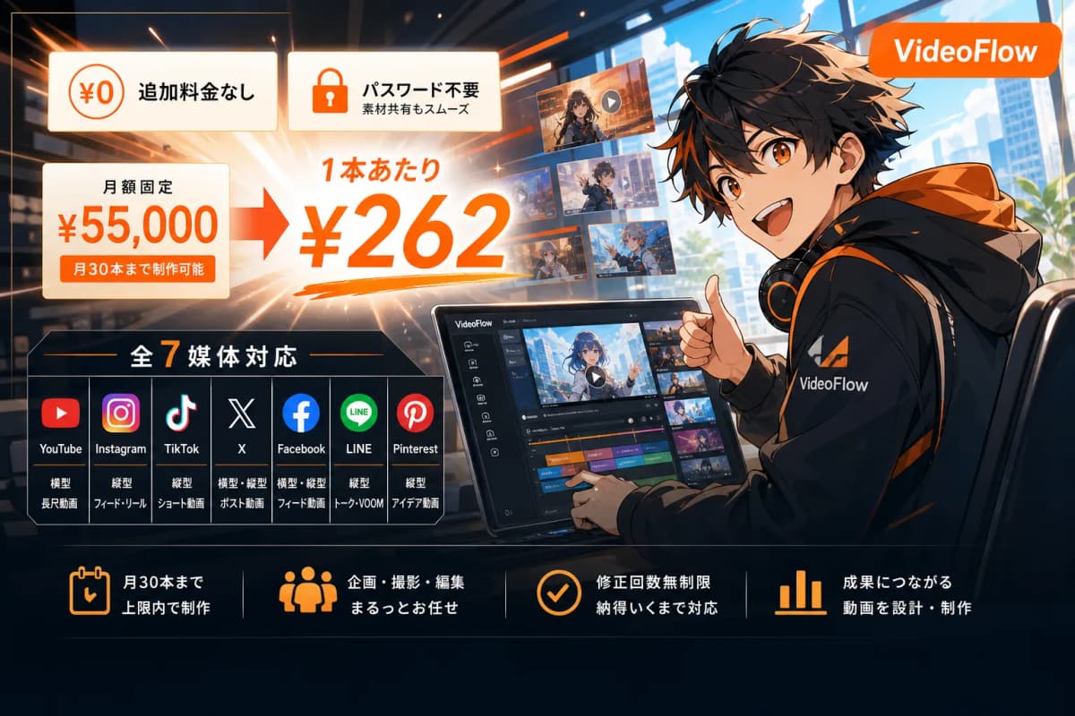 VideoFlow — SNS動画制作代行サービスLP の画面 1