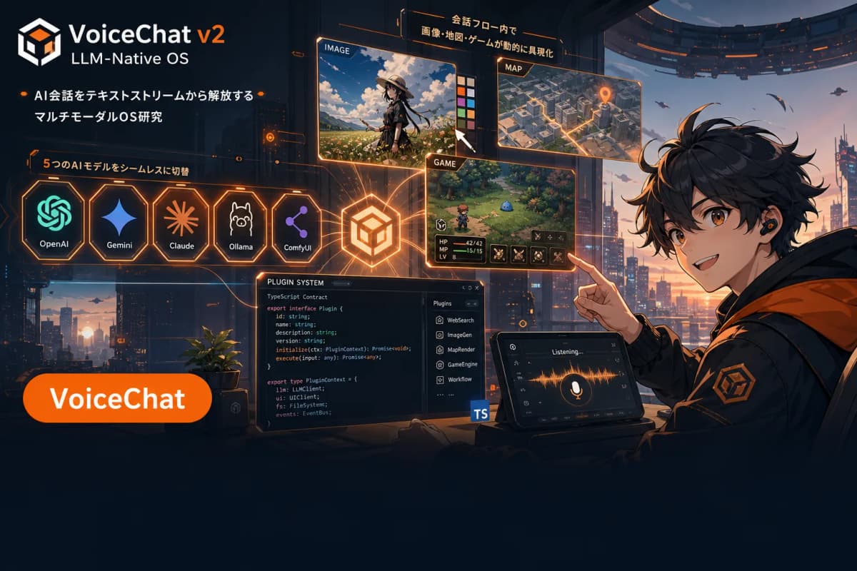 VoiceChat v2 — LLM-Native OS の画面 1
