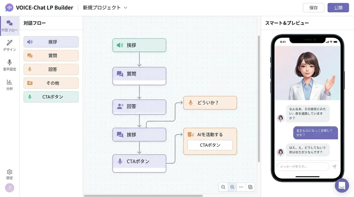 音声対話型ランディングページを自動生成するノーコードツール