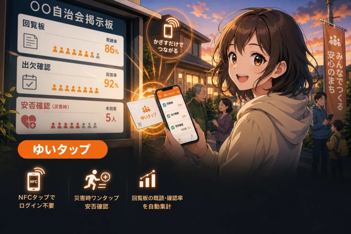 ゆいタップ — かざすだけ、つながる自治会 の画面 1